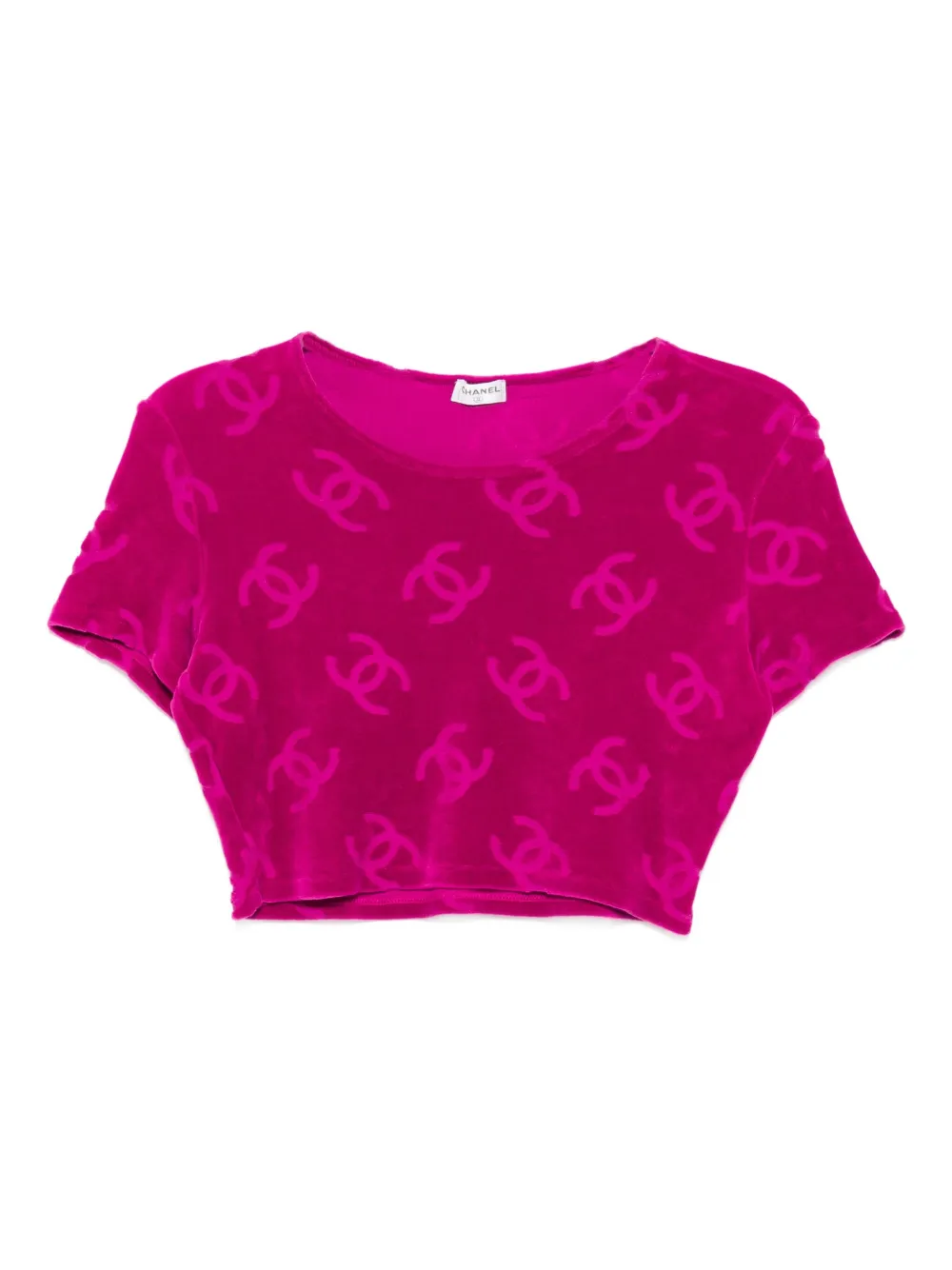 CHANEL Pre-Owned Top corto con logo anni '90 - Rosa