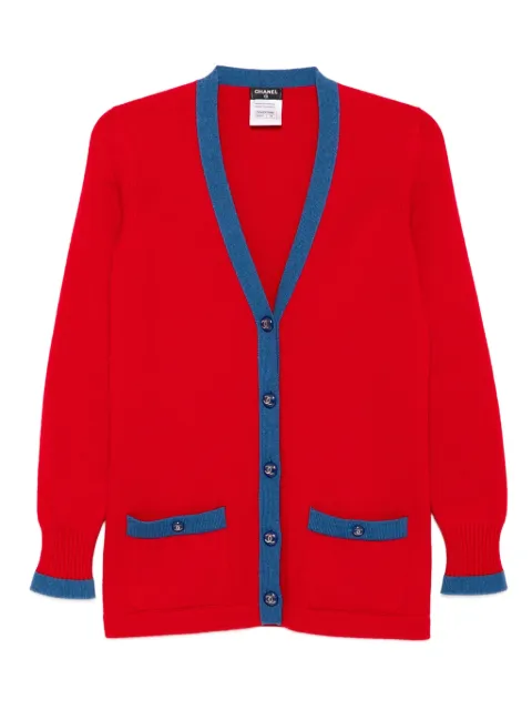 CHANEL Pre-Owned cárdigan de cachemira con ribete en contraste 2016