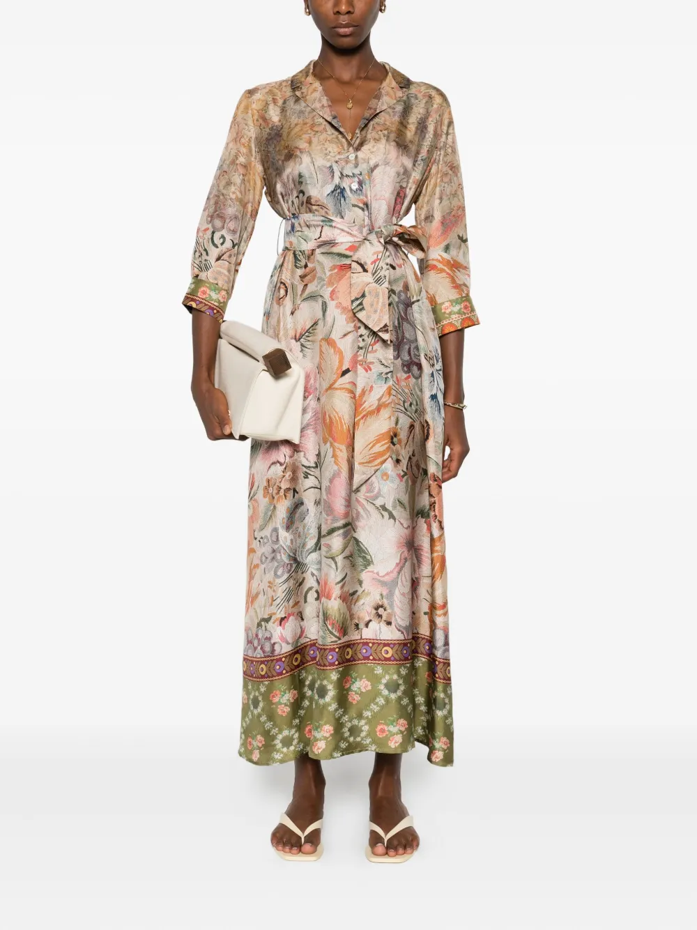 Pierre-Louis Mascia Blousejurk met bloemenprint - Beige