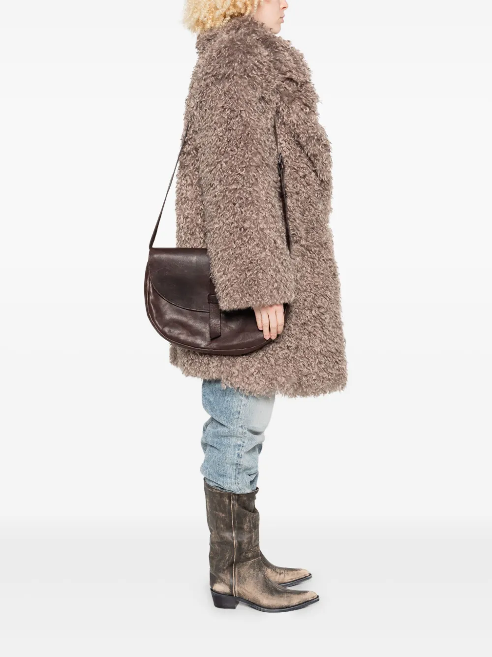 SOMMET leather flap-closure shoulder bag - Bruin