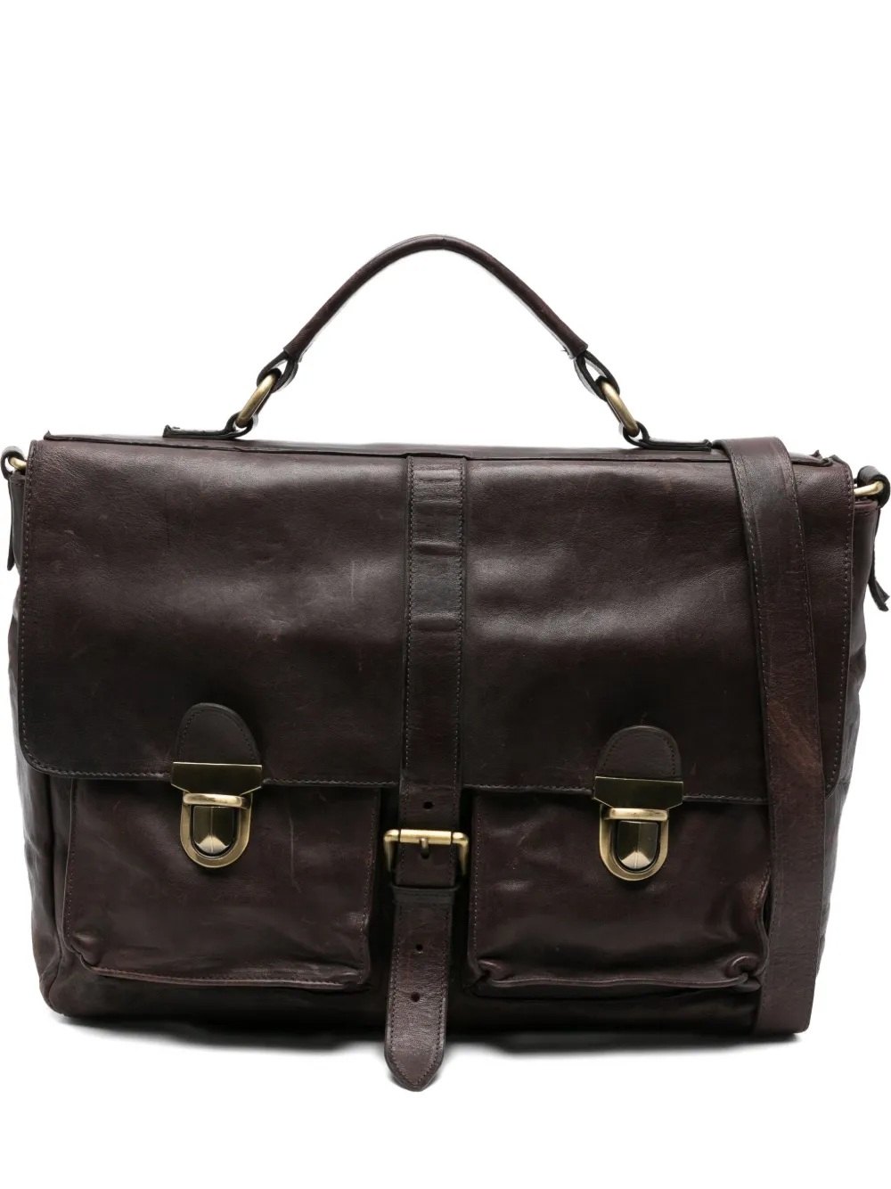 buckle-fastening leather briefcase