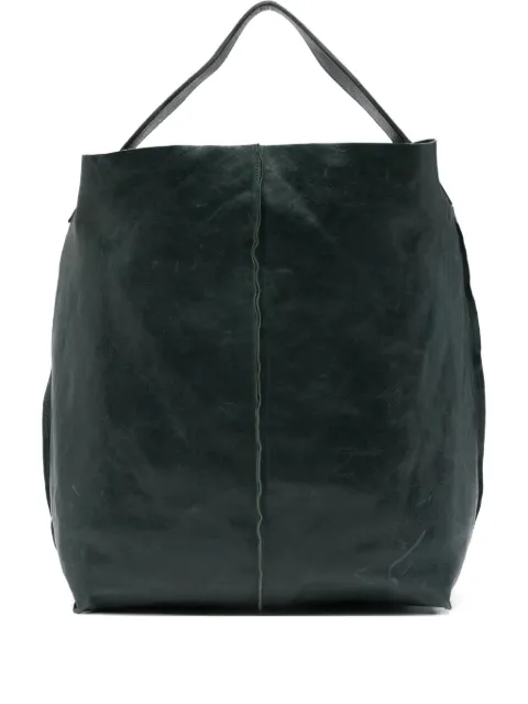 SOMMET raw-edge leather top-handle tote bag