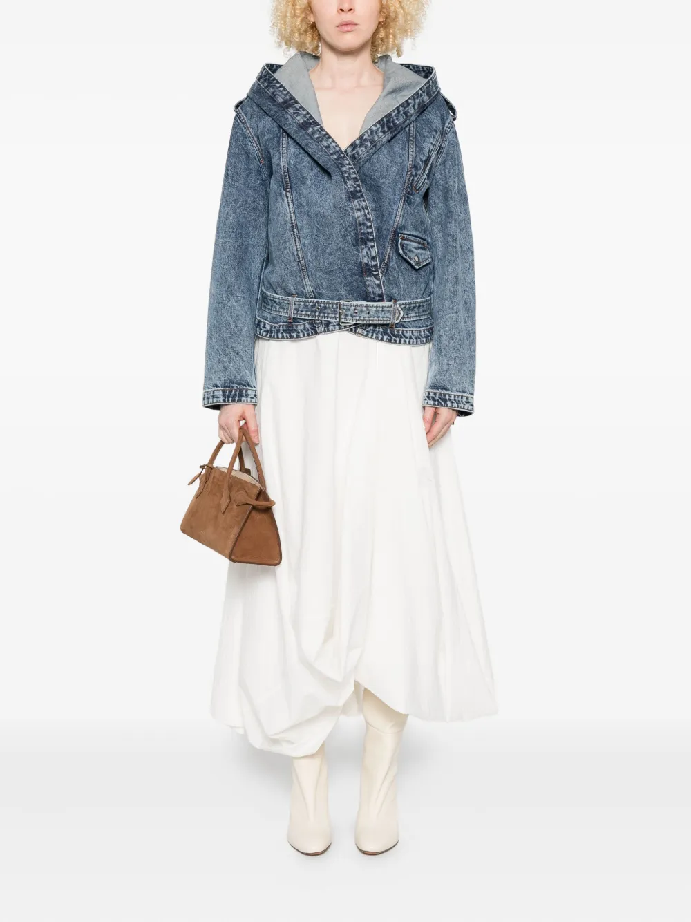 Alaïa hooded belted denim jacket | Denim Jackets | Image 2