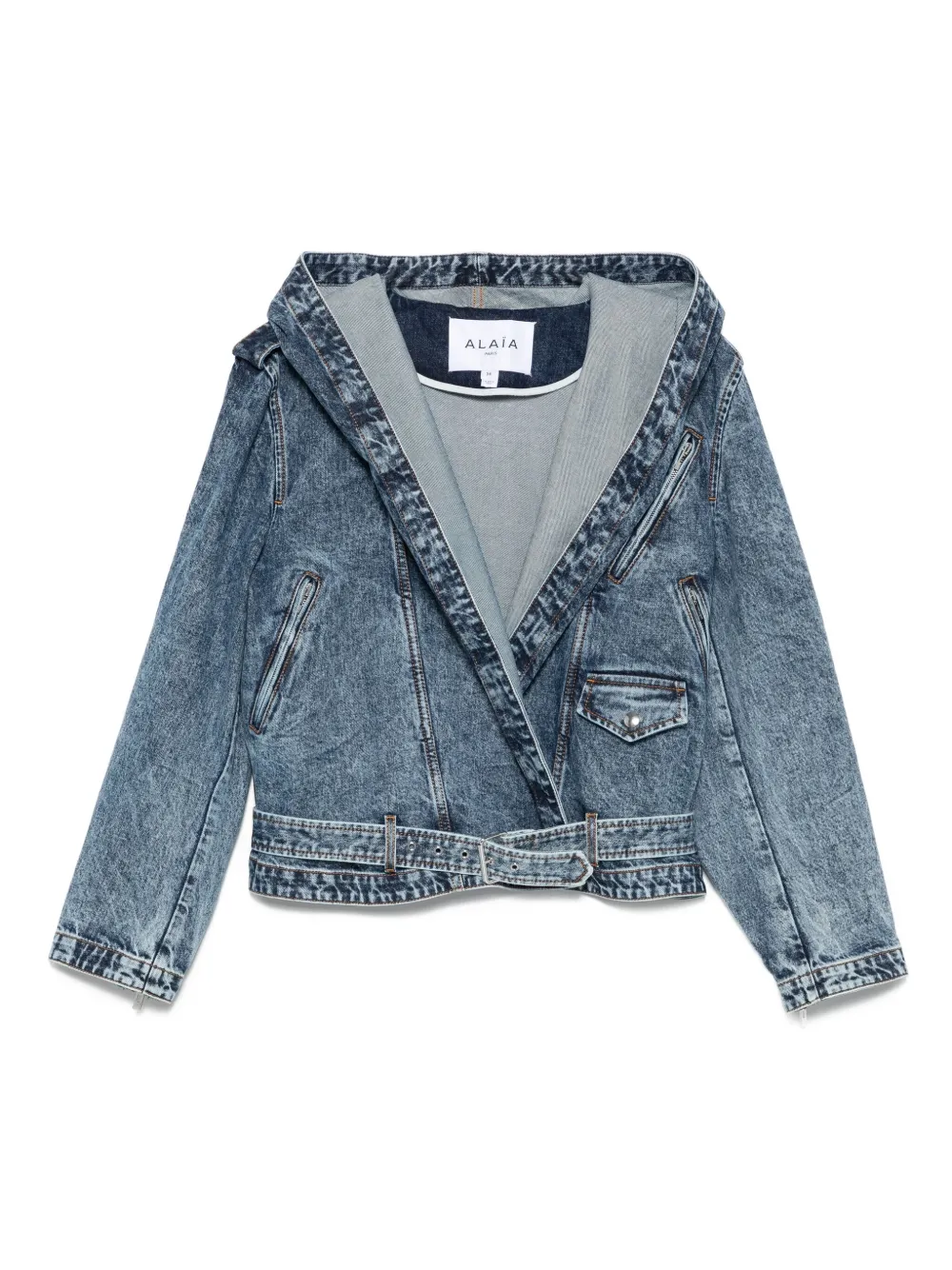 Alaïa hooded belted denim jacket | Blue | Image 1