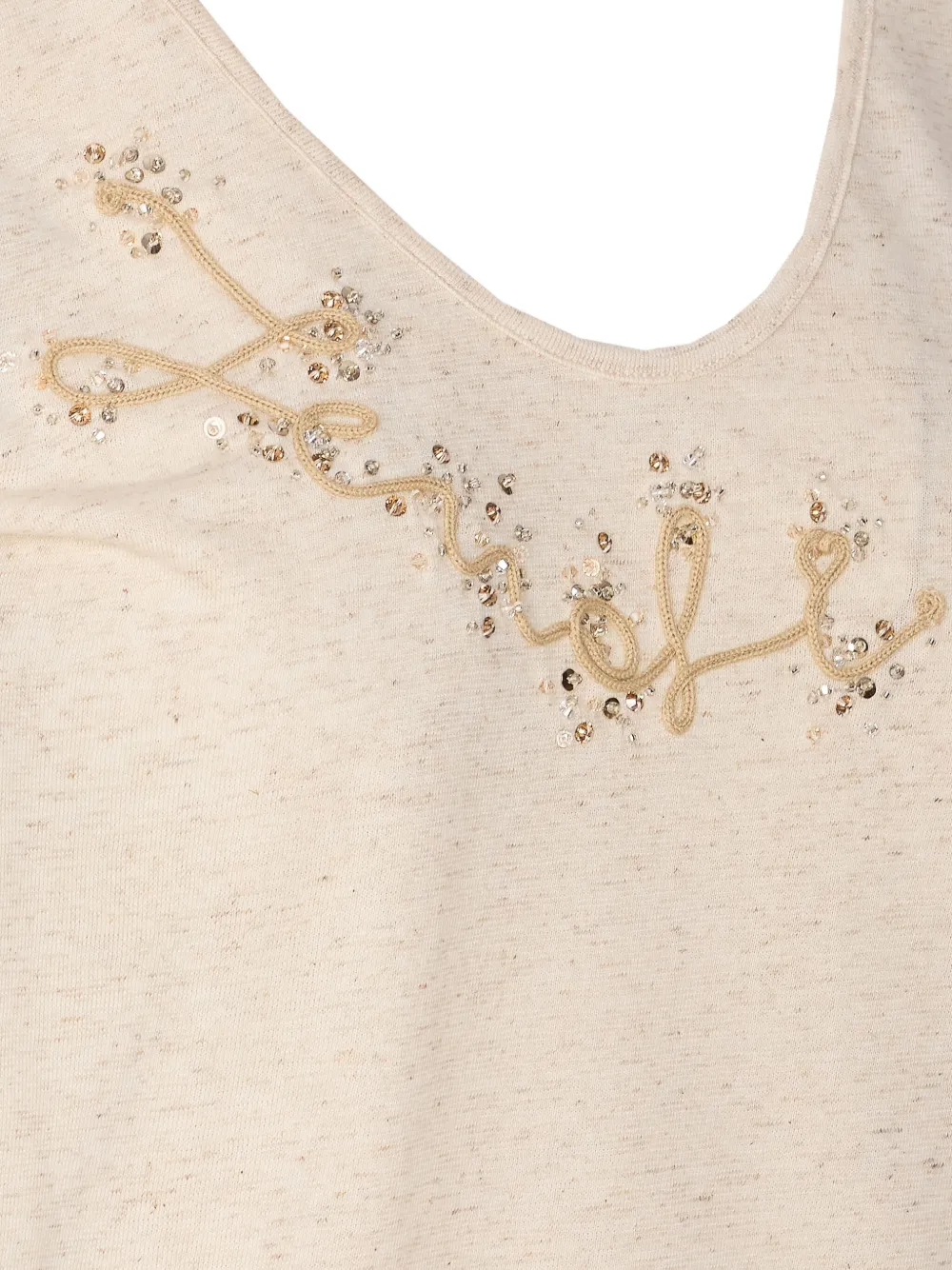 Fendi Embellished Tank Top In Neutral