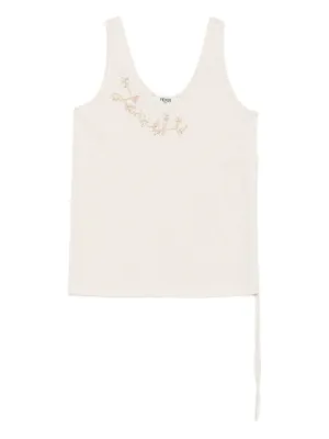 Fendi ロゴ入りキャミソール ホワイト Top Cotton White | Fendi
