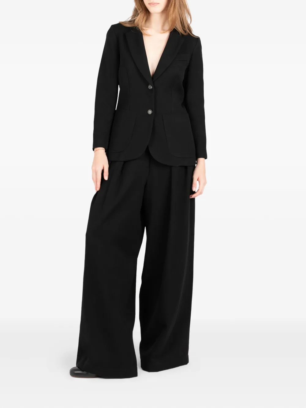 Société Anonyme pleated embroidery-detail trousers Zwart