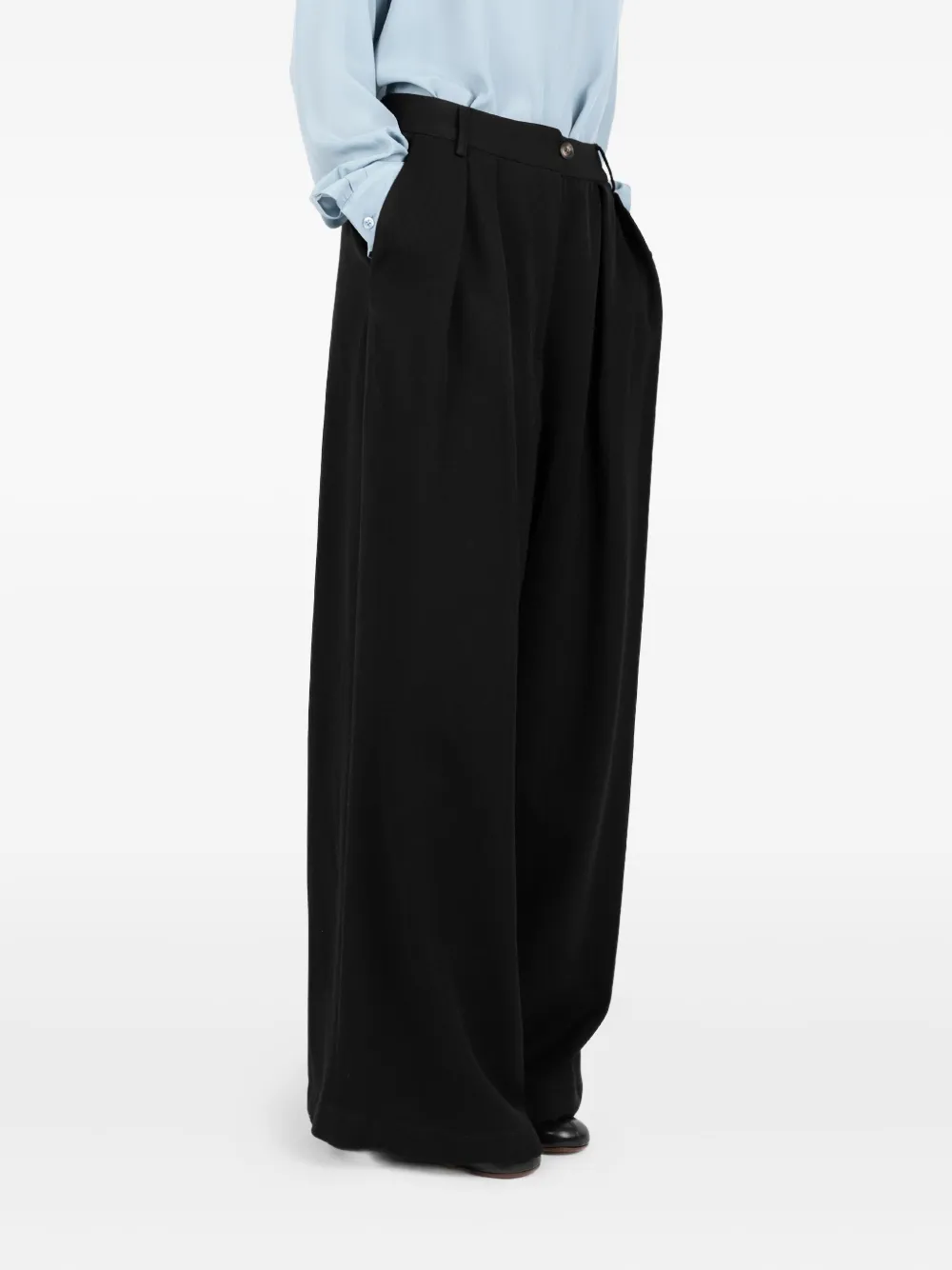 Société Anonyme pleated embroidery-detail trousers Zwart