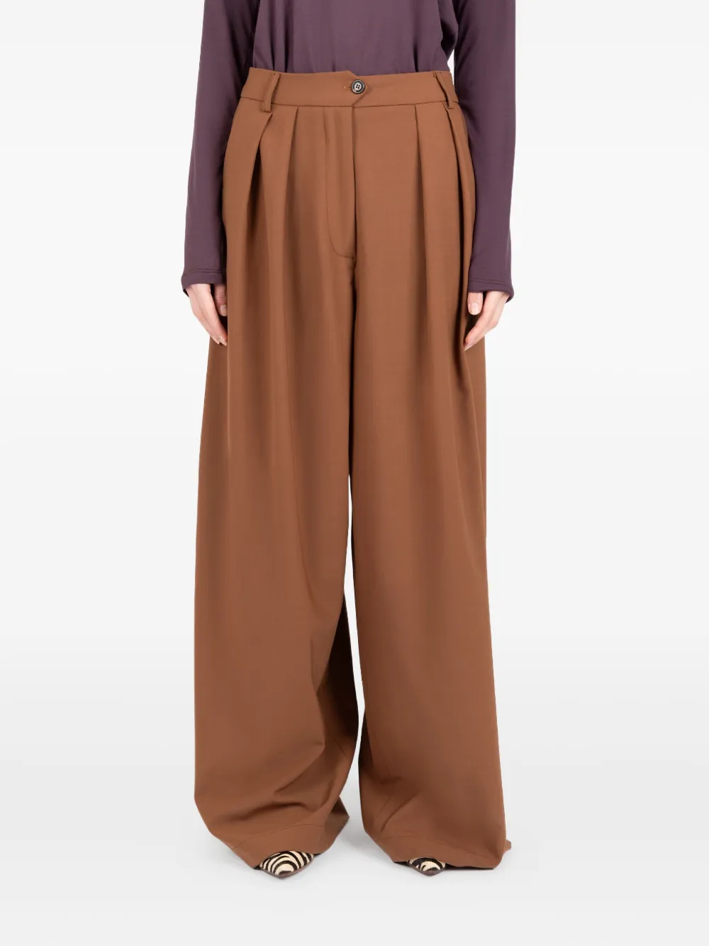 Société Anonyme pleated-front trousers Bruin