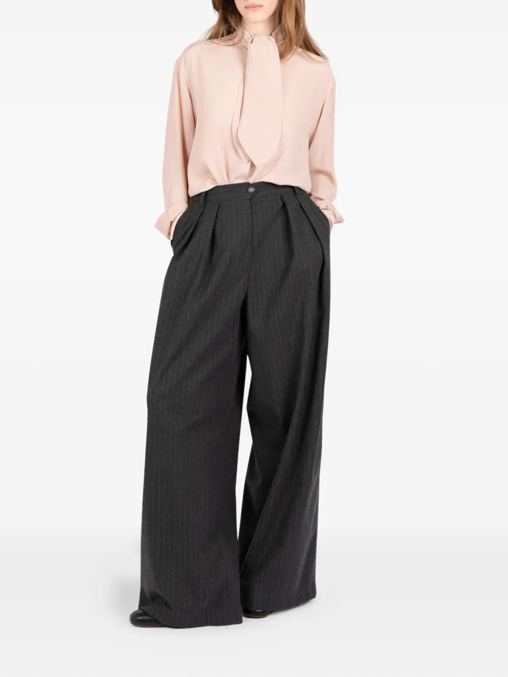 Société Anonyme pinstripe pleated trousers Grijs