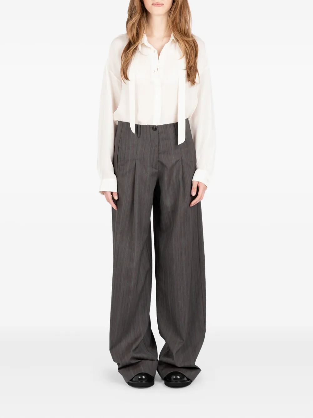 Société Anonyme pinstripe pleated trousers Grijs