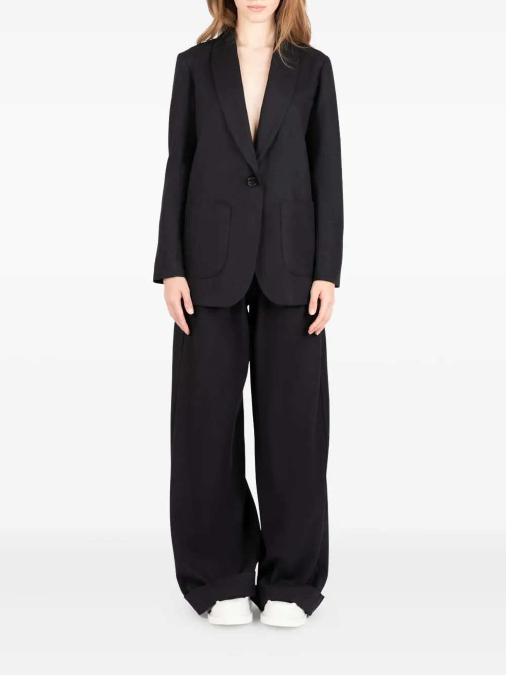 Société Anonyme single-button patch-pocket blazer Zwart