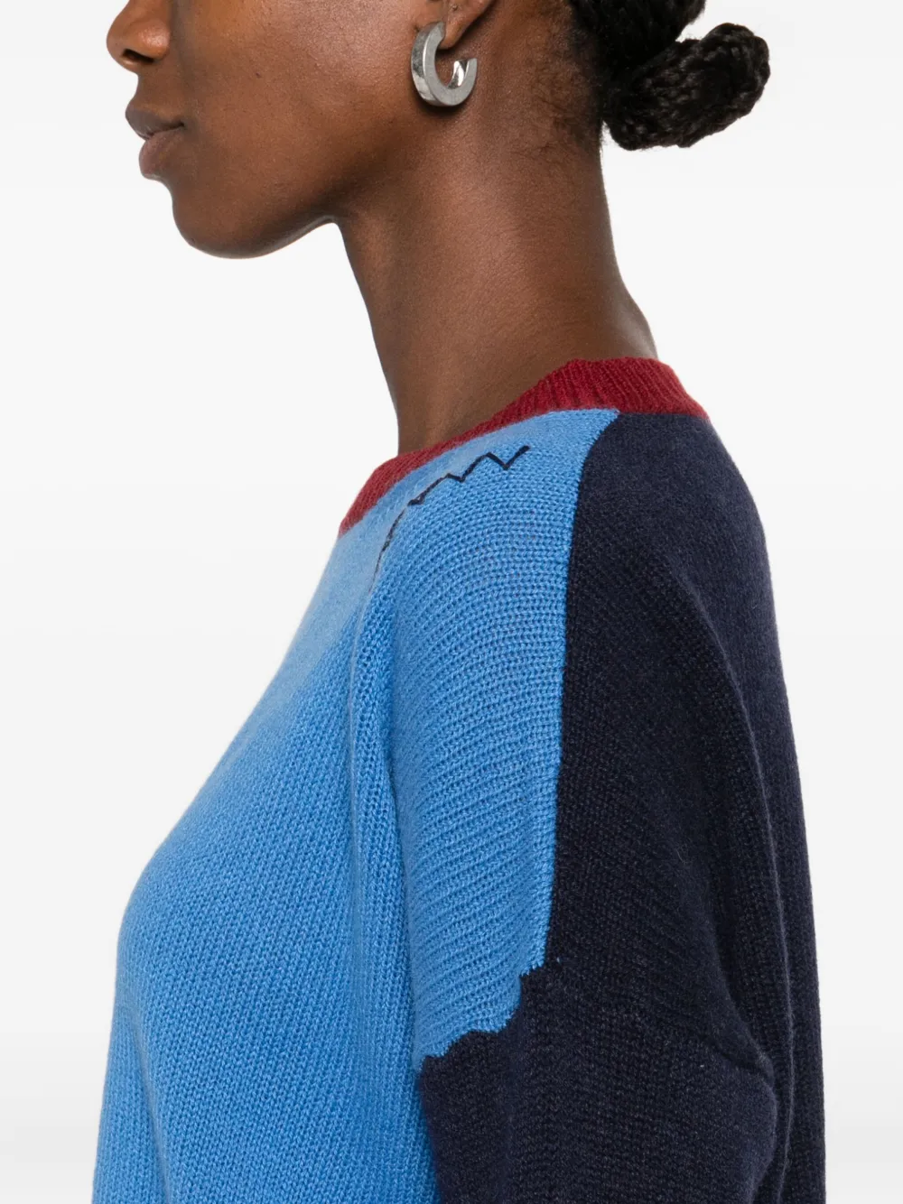 Marni Colour-block Cashmere Cropped Sweater Clothing In Blue