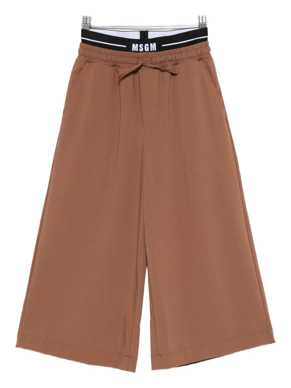 Msgm Elastic-waistband Drawstring Trousers In Brown