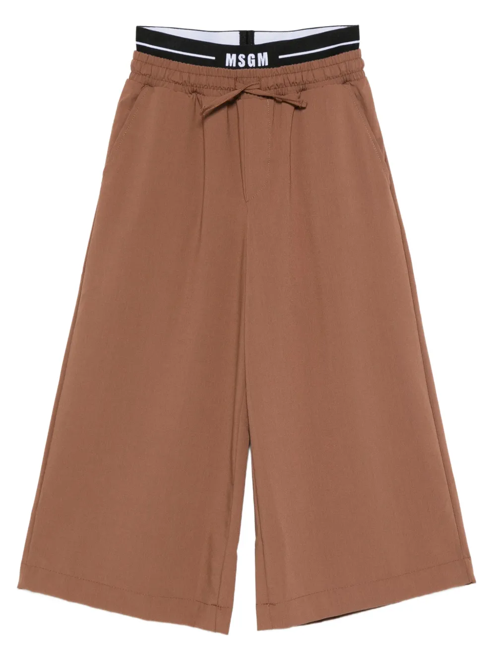 MSGM Kids Broek met elastische tailleband en trekkoord Bruin