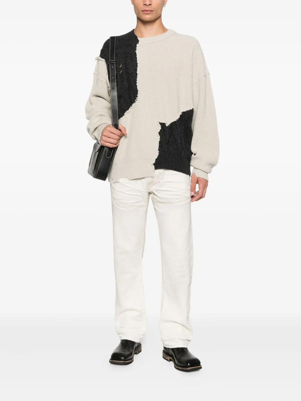 Isabel Benenato distressed wool sweater - Beige