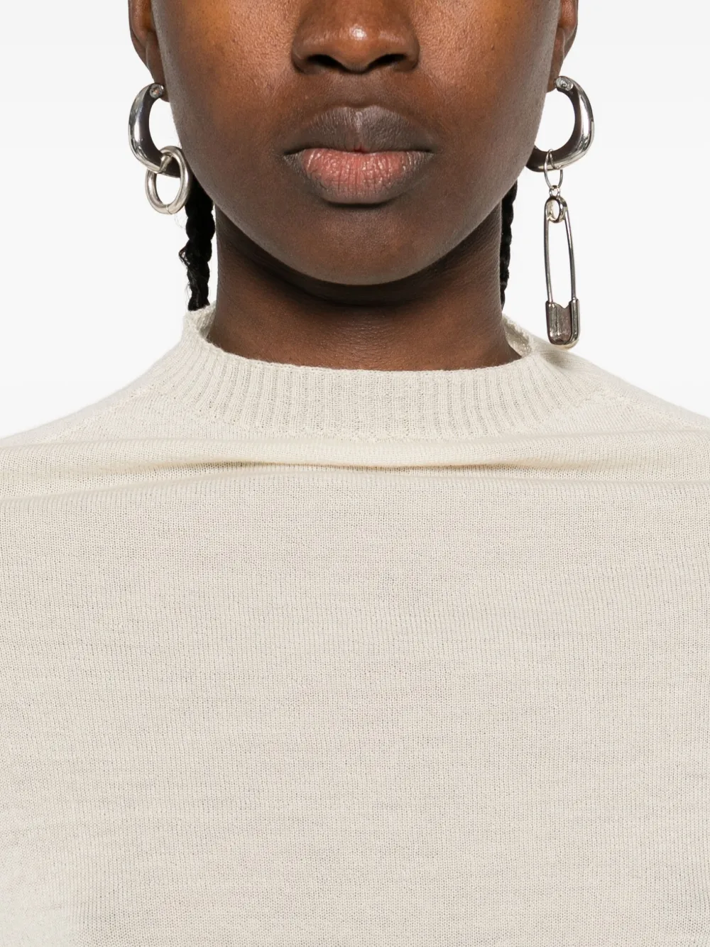 Rick Owens High-neck Ribbed Sweater In Neutral