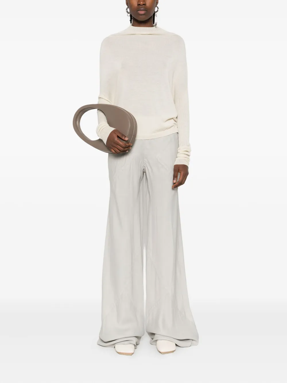 Rick Owens High-neck Ribbed Sweater In Neutral