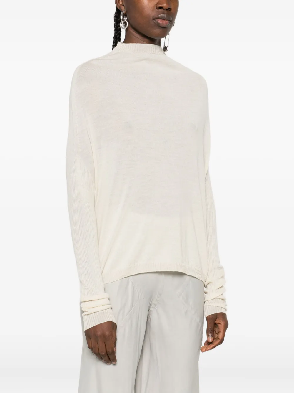 Rick Owens High-neck Ribbed Sweater In Neutral
