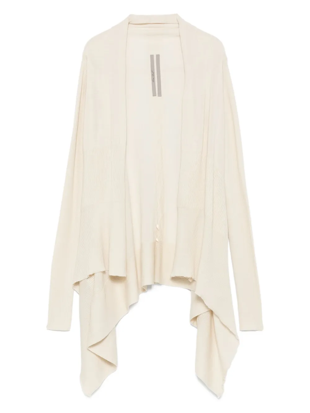 Rick Owens Ribbed Asymmetric-hem Cardigan In Neutral