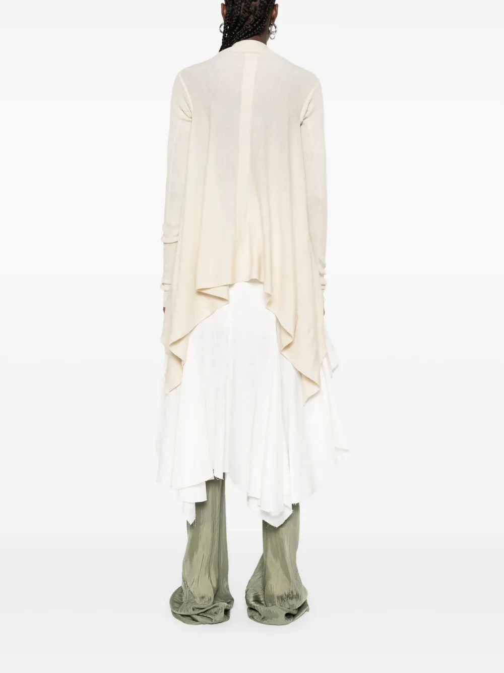 Rick Owens Ribgebreid asymmetrisch vest Beige