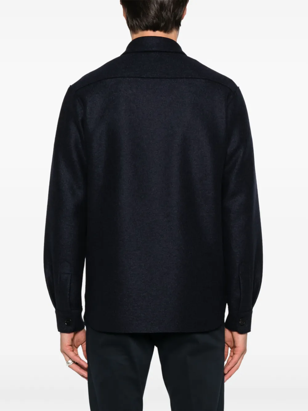 Harris Wharf London Button-down shirtjack met klepzak Blauw