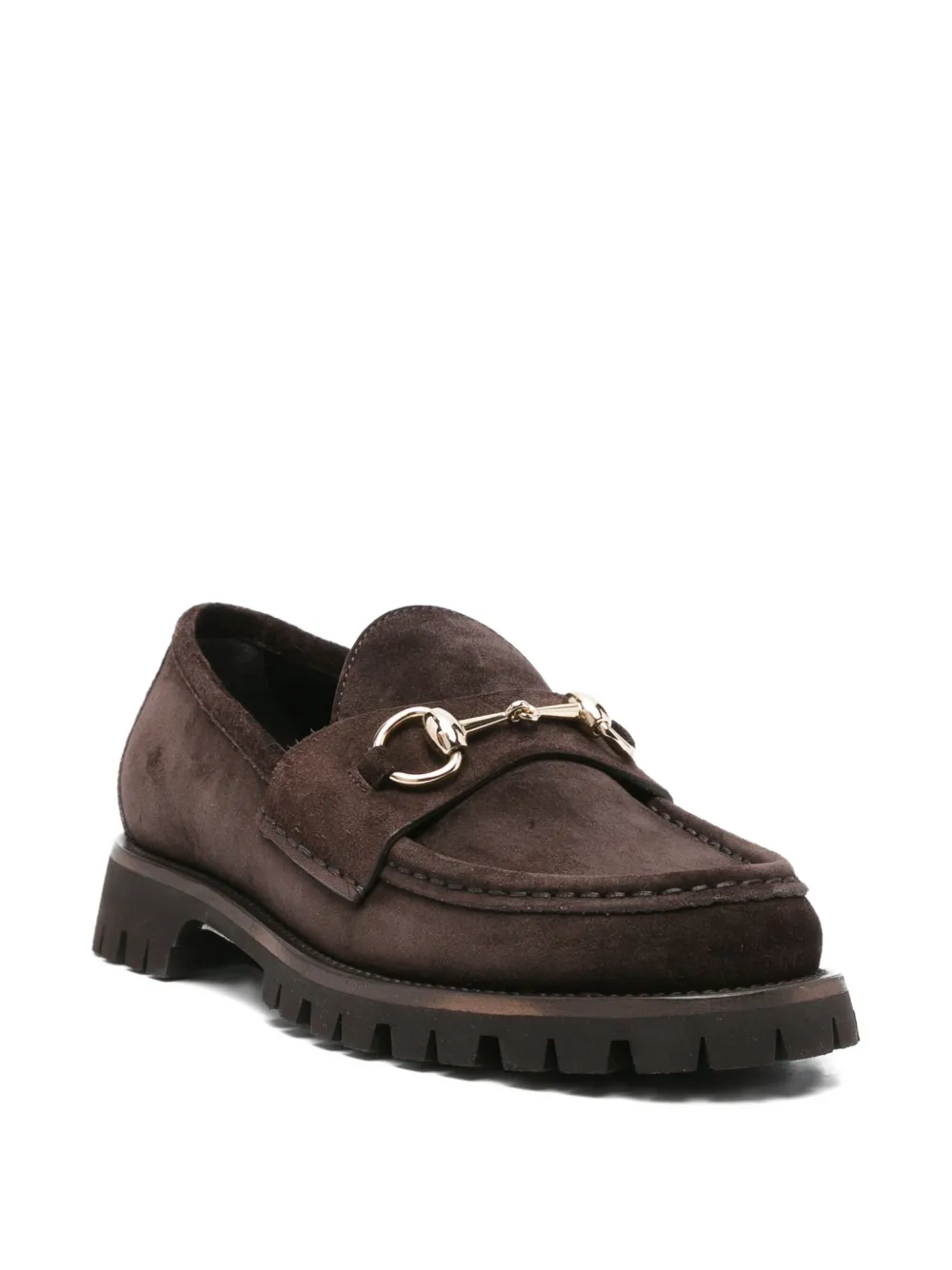 Gucci Horsebit Lug-sole Loafers In Brown