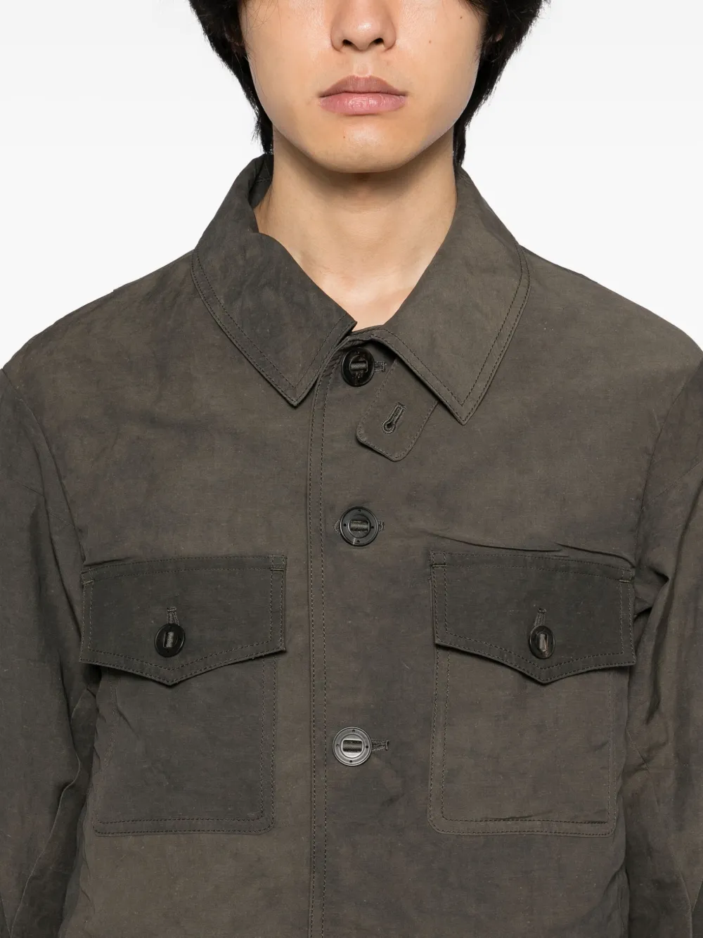 Devoa Field Jacket In Viscose And Linen In Brown