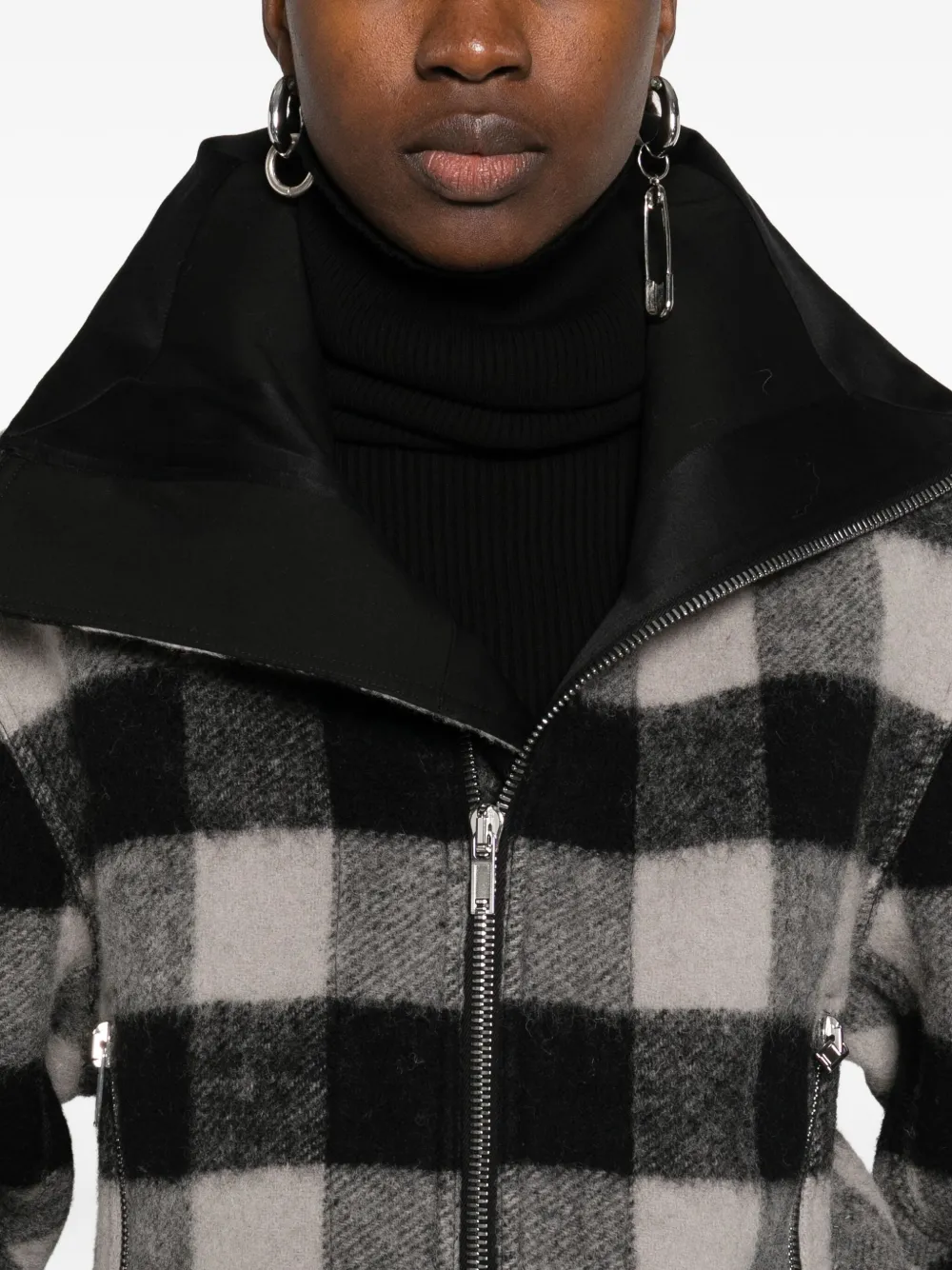 Rick Owens Plaid Zip-front Jacket In Black