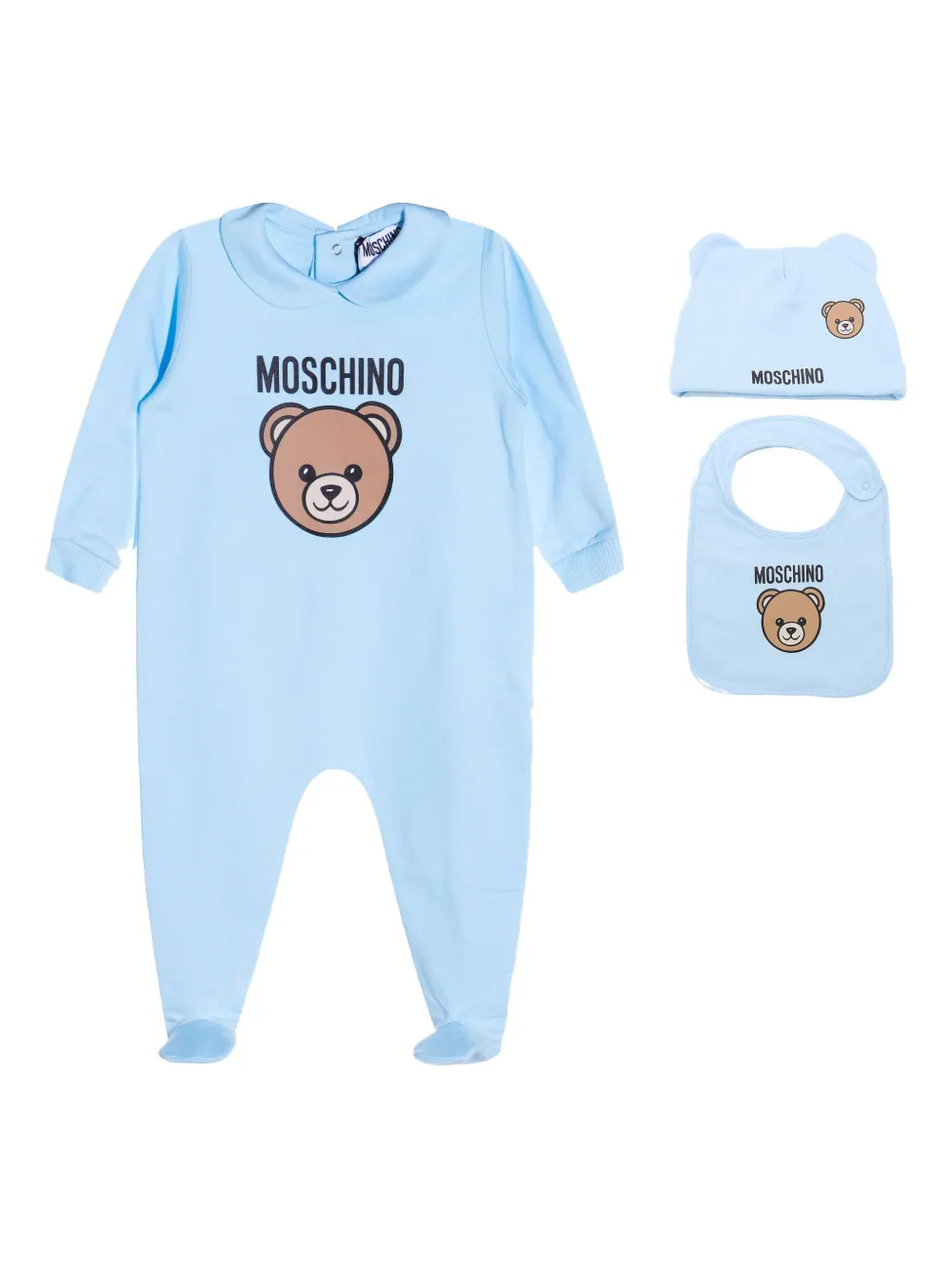 Moschino Kids teddy-print babygrow set Blauw
