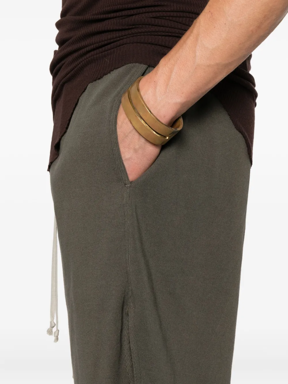 Rick Owens Drawstring Side-split Shorts In Green