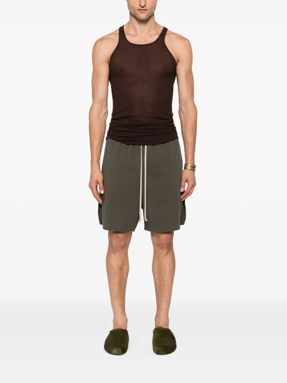 Rick Owens Shorts met trekkoord en zijsplit - Groen