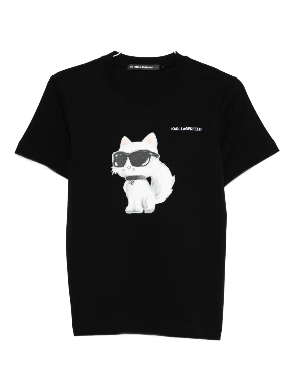 Karl Lagerfeld cat-print T-shirt Zwart