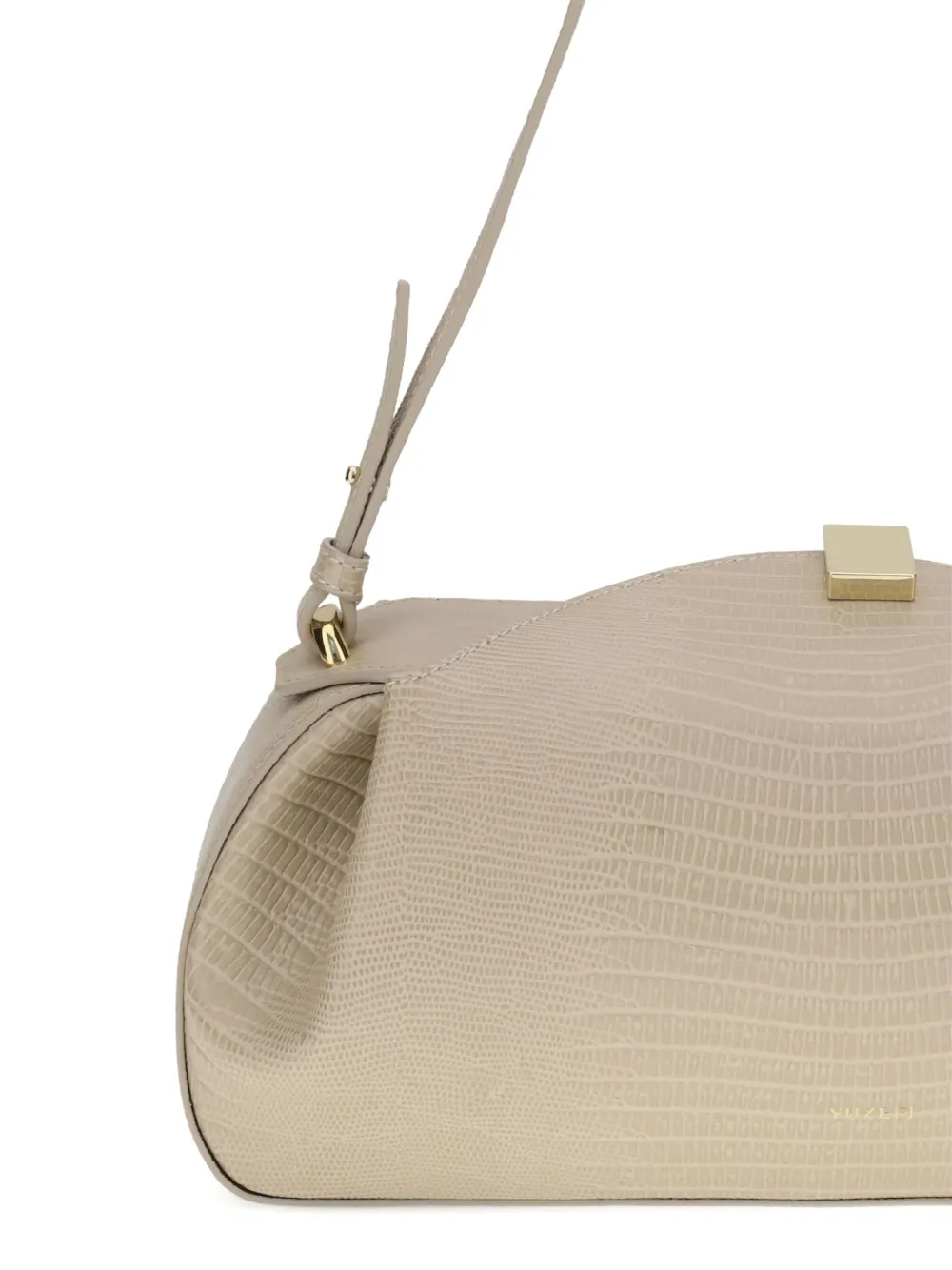 Yuzefi Oyster leren clutch met reliëf Beige