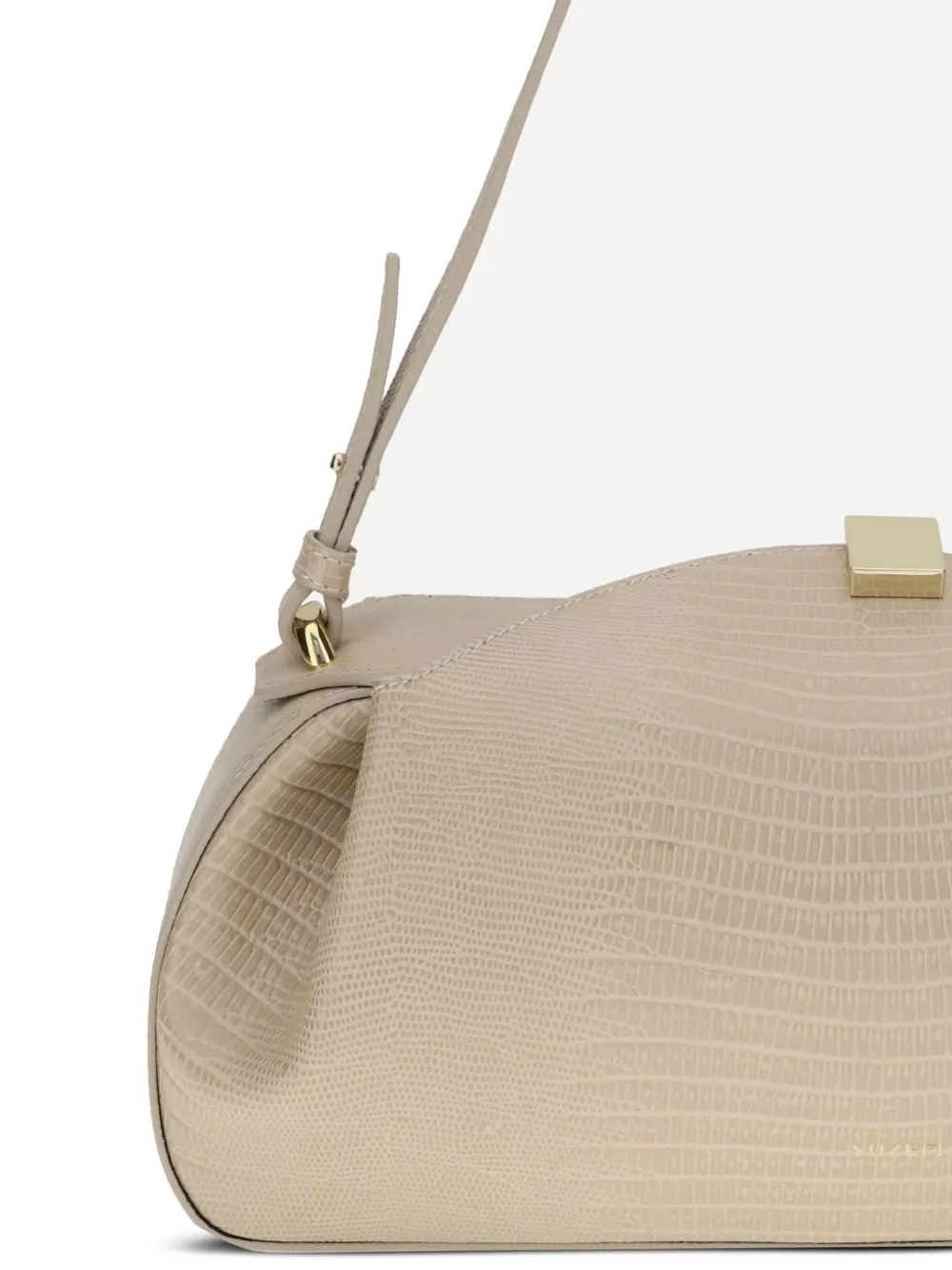 Yuzefi Oyster leren clutch met reliëf Beige
