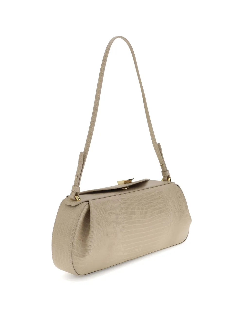 Yuzefi Oyster leren clutch met reliëf Beige