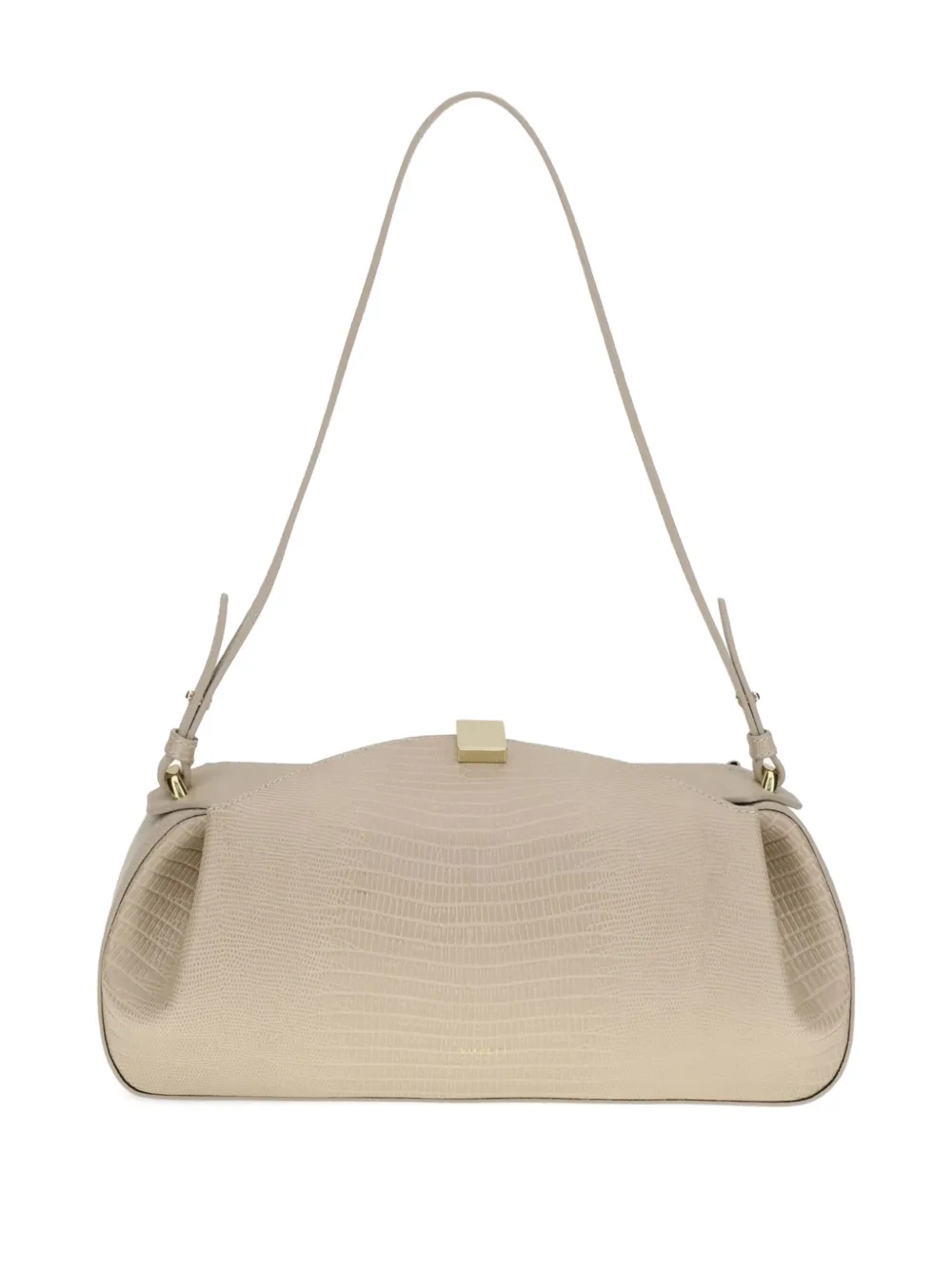 Yuzefi Oyster leren clutch met reliëf Beige