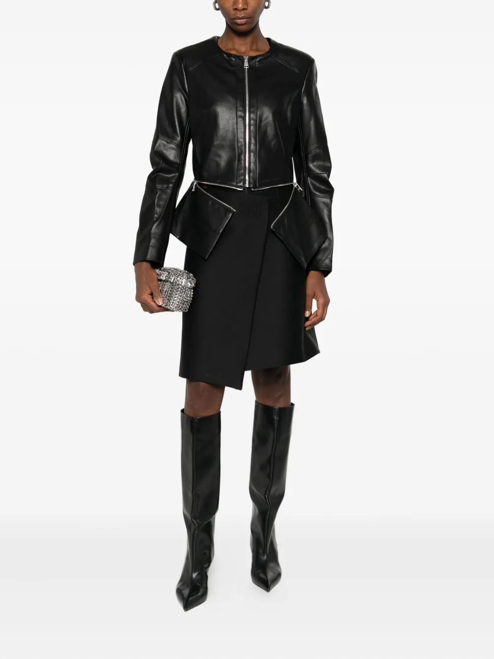 Karl Lagerfeld Zip-front Panelled Jacket In Black