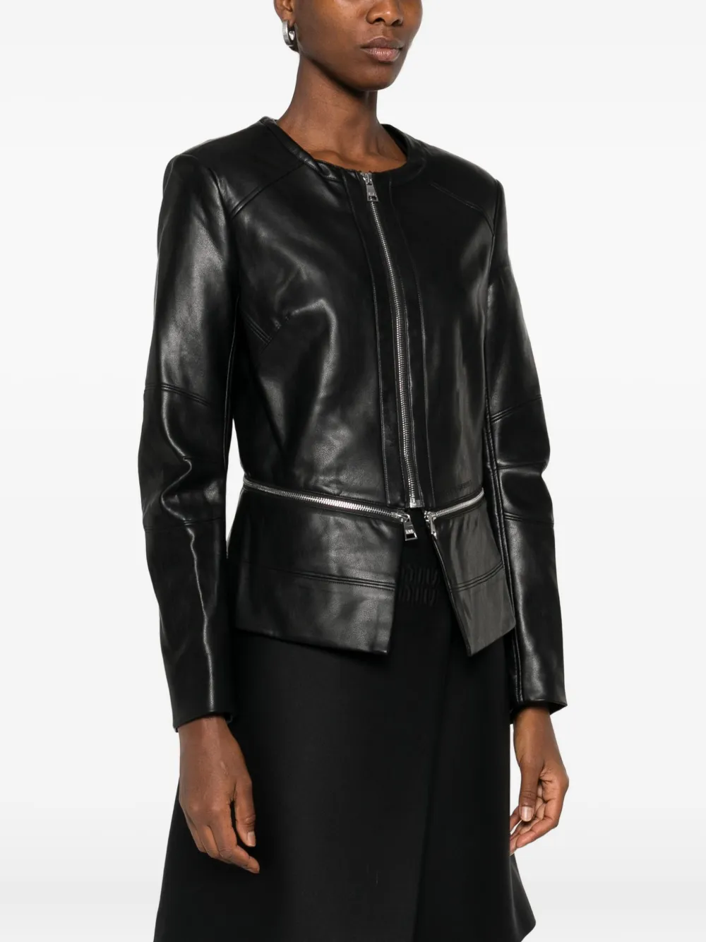Karl Lagerfeld Zip-front Panelled Jacket In Black