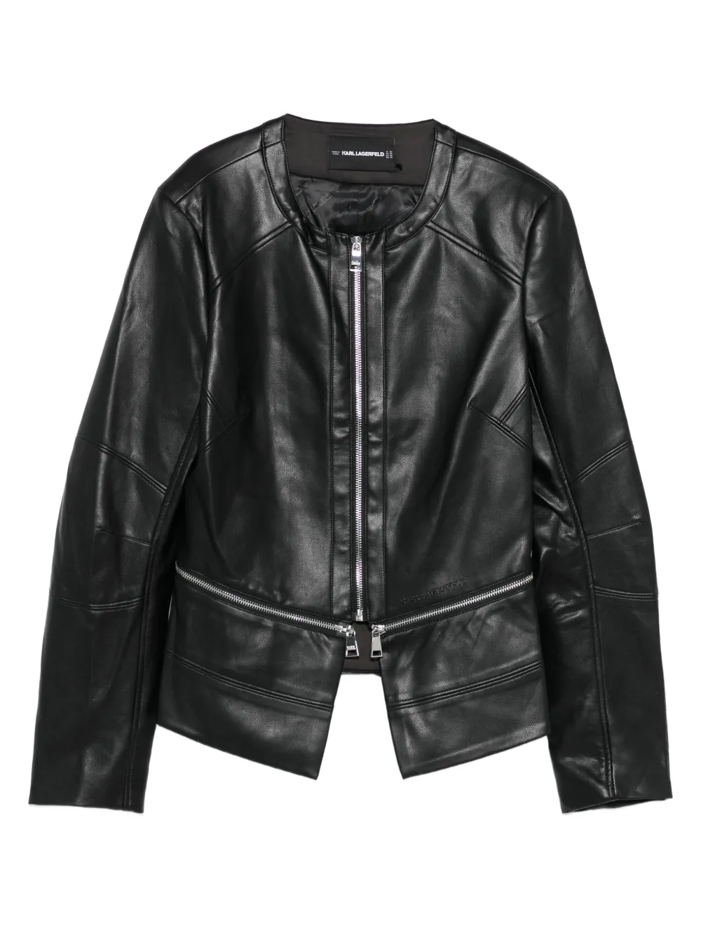 Karl Lagerfeld Zip-front Panelled Jacket In Black