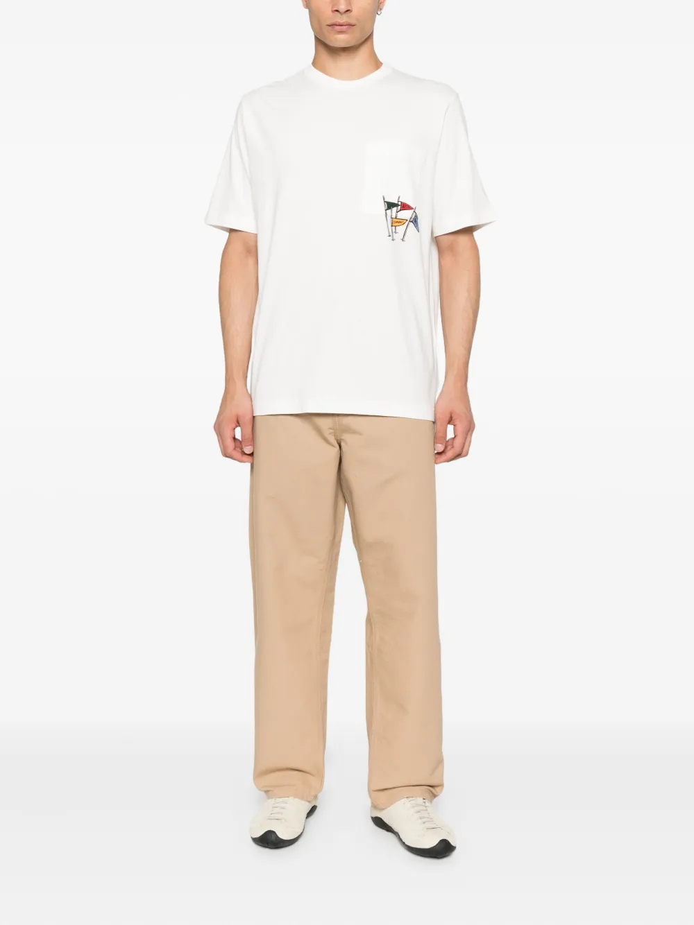 Autry T-shirt met ronde hals en vlagprint Wit
