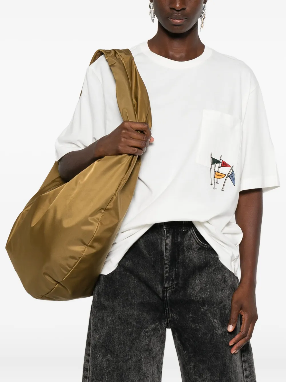 Autry T-shirt met ronde hals en vlagprint Wit