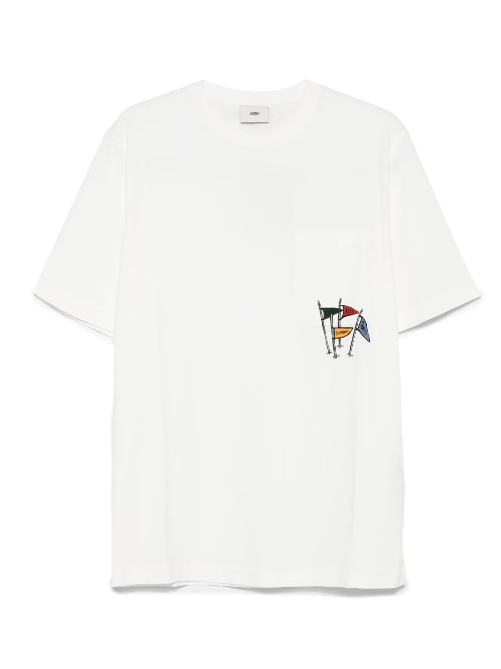 flag-print crew-neck T-shirt