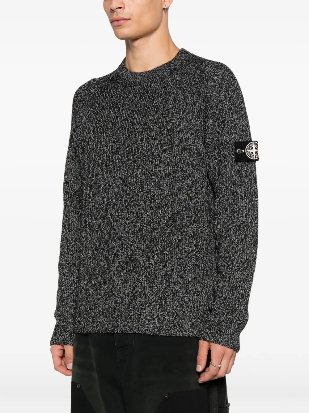 Stone Island speckled knit sweater - Zwart