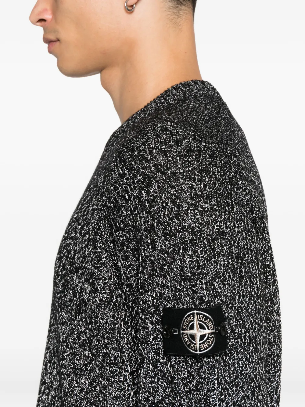 Stone Island speckled knit sweater Zwart