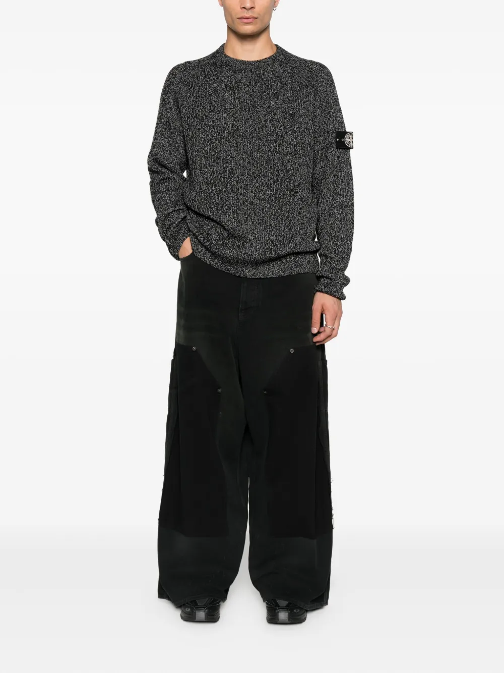 Stone Island speckled knit sweater Zwart