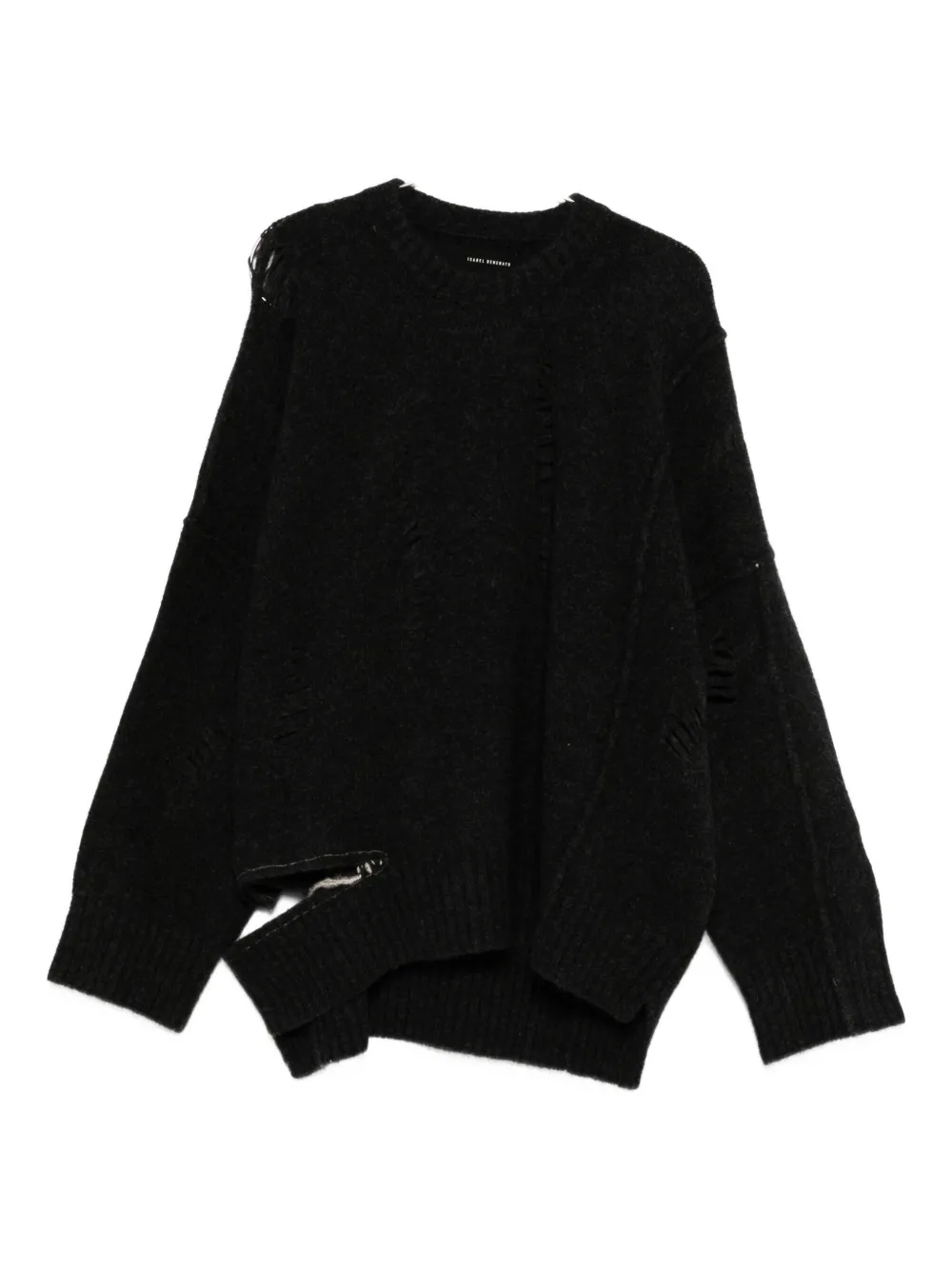 distressed-detail merino-blend sweater