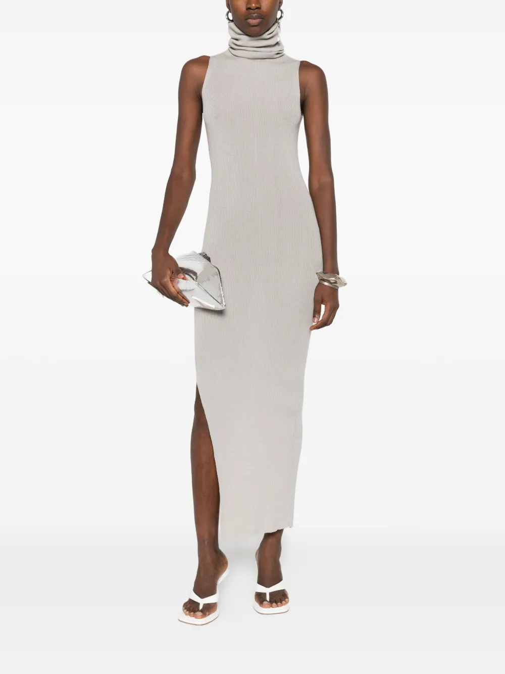 Rick Owens Ribgebreide midi-jurk - Grijs