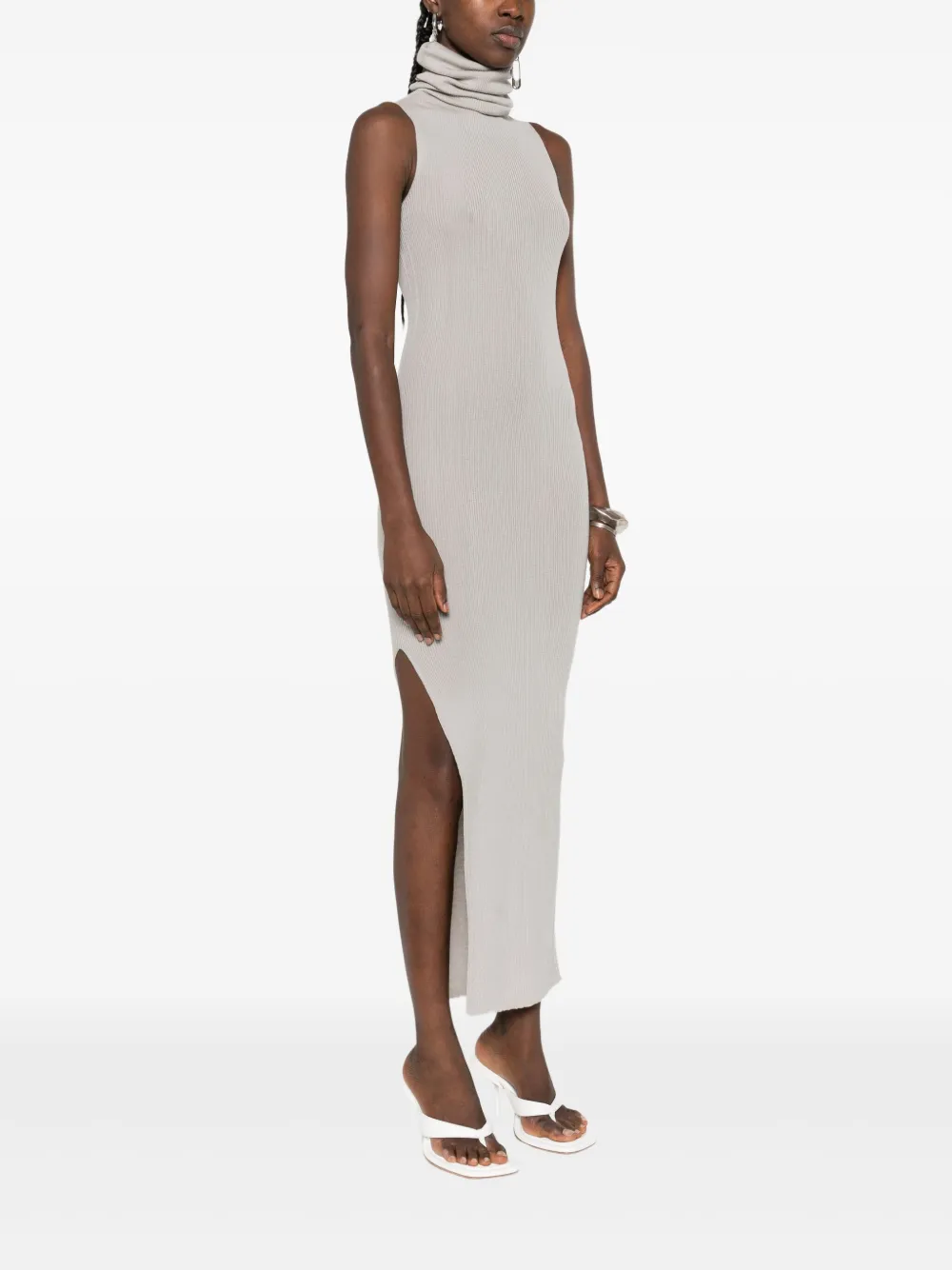 Rick Owens Ribgebreide midi-jurk Grijs