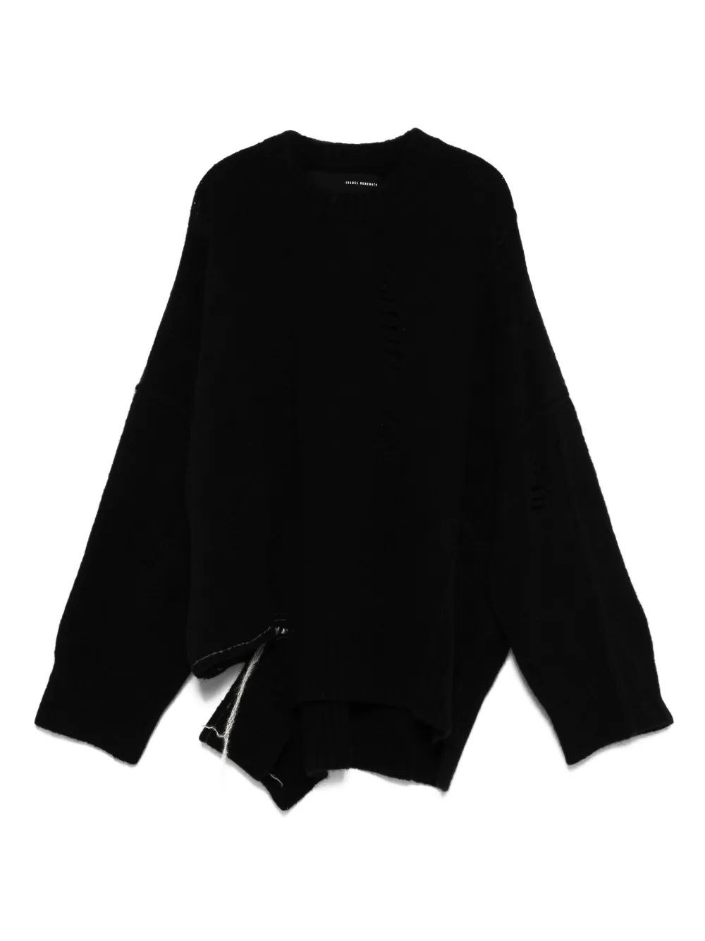 distressed-detail merino-blend sweater